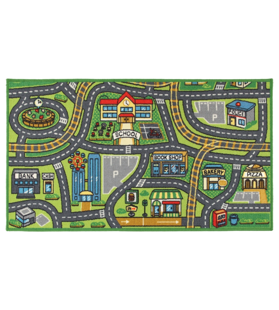 Tappeto "play town" verde, 140x80 cm